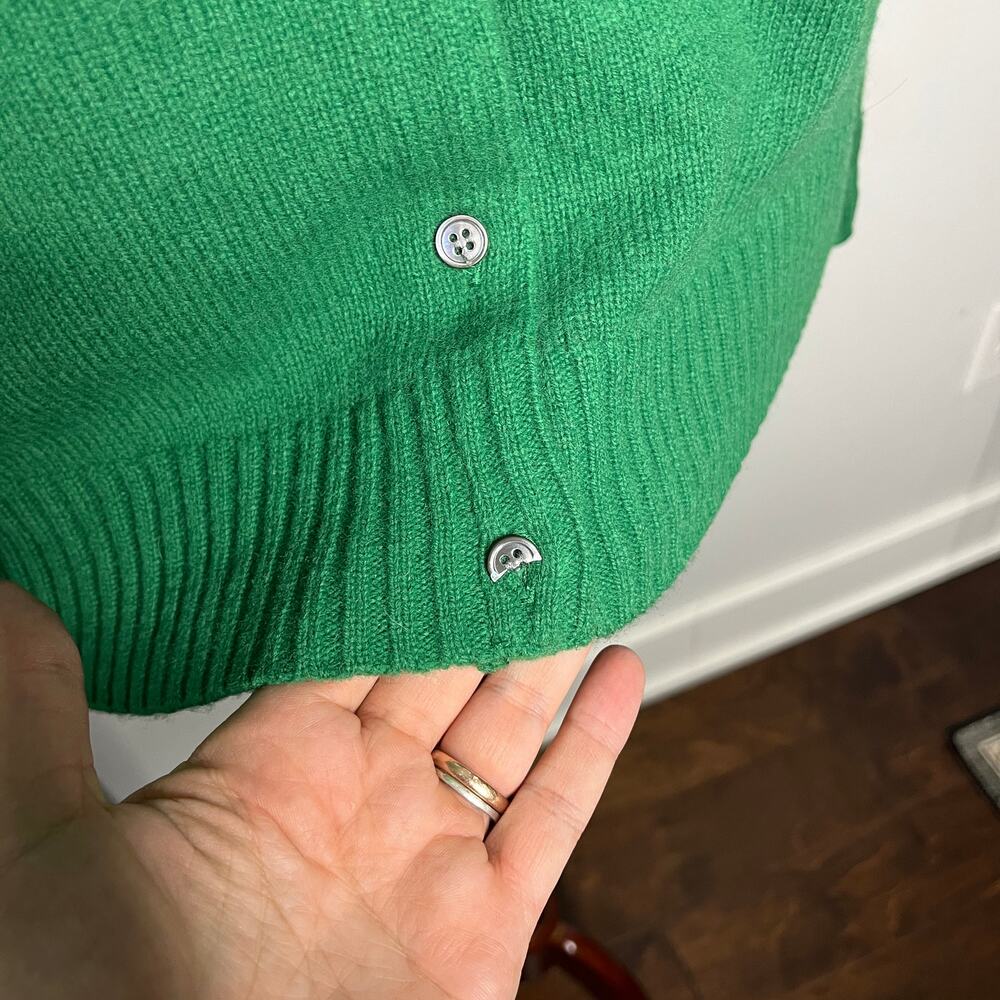 L.L. Bean Sweater Womens XL Green Scottie Dog Lambswool Fair Isle Button Front - Picture 4 of 8